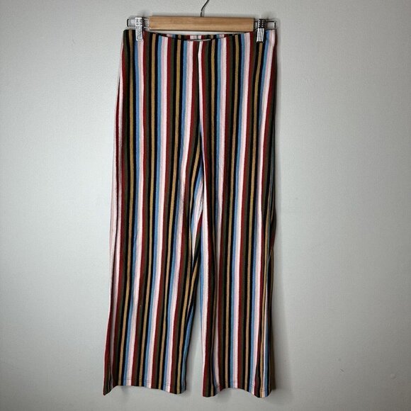 Urban Outfitters Striped Elastic Pull On Wide Leg Cropped Multi Pants Size Small - Picture 2 of 12